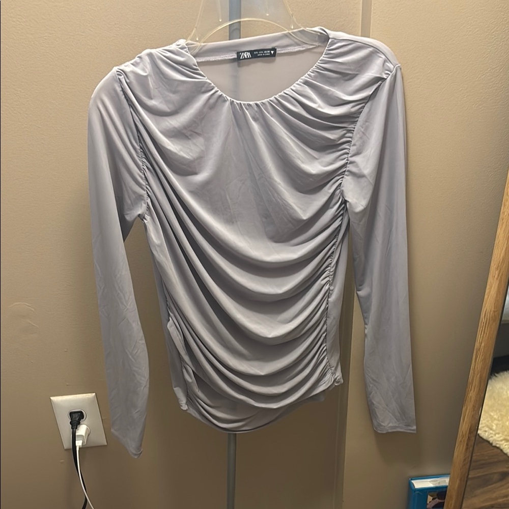 Zara Elegant Long Sleeve Top in Light Purple/Lavender
